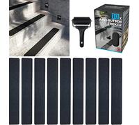 Cocofy Cinta Antideslizante para Escaleras | 10 Tiras (61x10 cm) Negro | Fuerte y Resistente | Incluye Rodillo