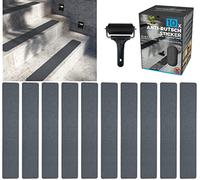 cocofy Cinta Antideslizante para Escaleras |10 Tiras Antideslizantes para Escaleras (90x15 cm) Gris | Fuerte y Resistente| Cinta Antideslizante Escaleras | Incluye Rodillo