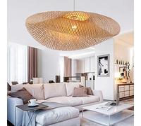 COCOL Lampara Mimbre Lámpara De Techo LED Luz De Techo Diseño Creativo Plafones Luces Infancia Dormitorio Plafón Lámpara Colgante E27 Bambú Industrial Lustre Tejido Lámparas Bambú,50cm