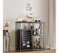 COCOLUCKY Mini soporte para nevera con almacenamiento, barra de café con mini espacio para nevera, armario con almacenamiento, armario de bar con nevera, soporte para microondas, estante para