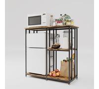 COCOLUCKY Mini soporte para nevera con almacenamiento, barra de café con mini espacio para nevera, armario con almacenamiento, armario de bar con nevera, soporte para microondas, estante para