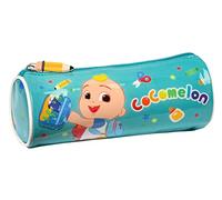 COCOMELON Back to Class - Portatodo Redondo Fácil Limpieza, Estuche Infantil, Estuche Niño, Ideal para Niños de 5 a 14 Años, Cómodo y Versátil, Calidad y Resistencia, 20x7x7 cm, Color Azul claro
