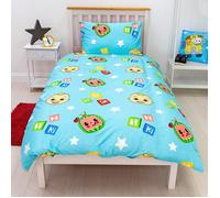 Cocomelon Funda de edredón individual Amigos – Reversible de dos caras con funda de almohada, azul