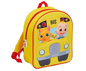 CoComelon Mochila infantil con ruedas 3D en el autobús, bolsa de juguetes para niños, niñas, guardería, escuela, bolsa de almuerzo, viajes, vacaciones, mochila de mano JJ Rhyme, amarillo, Taille
