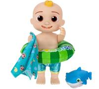 CoComelon - Muñeco Splish Splash JJ - con chorro de baño de tiburón y accesorios de agua - Juguetes para niños y preescolares - Exclusivo de Amazon