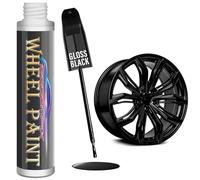 cocomfix Pintura de retoque negro brillante, bolígrafo de pintura para llantas, kit de reparación de arañazos en las ruedas de coche para erupciones y arañazos, pintura esmaltada negra brillante