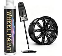 cocomfix Pintura de retoque negro brillante, bolígrafo de pintura para llantas, kit de reparación de arañazos en las ruedas de coche para erupciones y arañazos, pintura esmaltada negra brillante