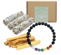 Cocomosa Kit Limpieza Energética 2 con Salvia Blanca 100% Natural, Palo Santo Premium, Sage, Pulsera 7 Chakras de Regalo - Regalos Espirituales y Purificación. (Kit 7 Chakras)