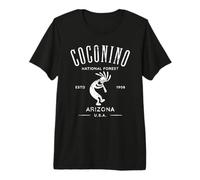 Coconino National Forest Arizona Kokopelli diseño Envejecido Camiseta Premium