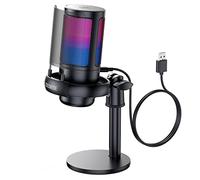 COCONISE Micrófono Gaming RGB, Microfono Pastilla cardioide para PC Mac PS4 PS5, Mute Touch, Equipado con Conector para Auriculares, Perilla para Ajustar el Volumen,Filtro Anti-Pop