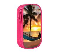 Coconut Beach - Estuche práctico con estampado de hamaca, multicompartimento, para oficina, viajes, escuela, arte, suministros diarios, Pink, Talla única, Bolsillo para el paquete