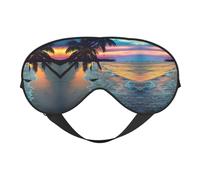 Coconut Beach - Máscara de ojos opaca suave con estampado de hamaca de puesta de sol, máscara de ojos de viaje, fundas de ojos para dormir de lado, máscara de ojos para dormir para hombres y mujeres