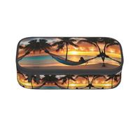 Coconut Beach Sunset - Estuche multifuncional con estampado de hamaca, perfecto para estudiantes, profesionales y viajeros por igual, Black, Talla única, Neceser de maquillaje