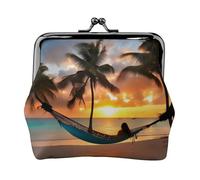 Coconut Beach Sunset Hamaca carteras para mujer, monedero para mujer, cartera pequeña para mujer, adecuada para mujeres, elegante y personalizada, Negro -, Talla única, Art Deco