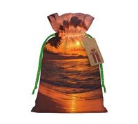 Coconut Beach Sunset Hamaca con cordón para regalos, bolsas de regalo de tela reutilizables, para regalos de vacaciones y fiestas
