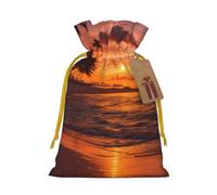 Coconut Beach Sunset Hamaca con cordón para regalos, bolsas de regalo de tela reutilizables, para regalos de vacaciones y fiestas