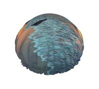 Coconut Beach Sunset Hamaca de doble banda elástica impermeable con orejas con volantes, gorro de cocina a prueba de aceite que se puede reutilizar