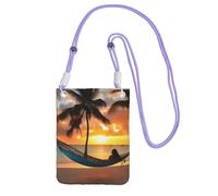 Coconut Beach Sunset Hamaca estampada para mujeres y hombres, bolsa cruzada para viajes, correr, senderismo, compras, uso diario, Purple, Talla única