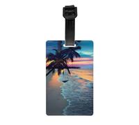 Coconut Beach Sunset Hamaca impresa etiqueta de equipaje con cubierta de privacidad trasera completa, etiqueta de identificación para maletas, bolsos y mochilas