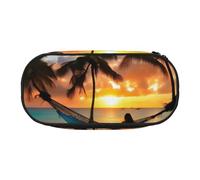 Coconut Beach Sunset Hamaca Impresión Conveniente Bolsa de lápices de alta capacidad Portátil Bolsa de maquillaje Estudiantes Adolescentes Adultos, Black, Talla única, Organizador de bolsas