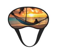 Coconut Beach Sunset Hamaca Print Black Out Máscara de ojos para dormir avión, máscara de dormir de poliéster para el hogar y viajes