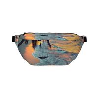 Coconut Beach Sunset - Riñonera para correr con estampado de hamaca, casual, ligera, con correa ajustable