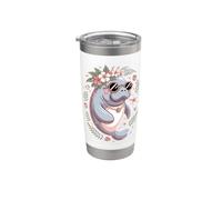 Coconut Girl Manatee Sea Cow Beach Ocean Animal Vaso térmico de acero inoxidable de doble pared