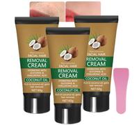 Coconut Oil Facial Hair Removal Cream, Plant Extract Coconut Oil Hair Removal Cream, Mild Skin Soothing Depilator for Face, Arms, Underarms, Painless Gentle and Non-irritating (3)