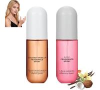 Coconut Vanilla Fragrance Mist, Vainilla & Rose Body Spray & Hair Fragrance, Fragancia ligera y duradera para el cuidado del cabello y la piel, 50 ml (Va&Ro 2PCS)