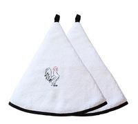 Cocoon Lab Toalla de Mano Redonda (2 Unidades, 100% algodón), diseño de Toalla con Gancho y Accesorio de Cocina, baño Blanco y Negro, vajilla para Manos (Gallo)