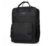 Cocoono Mochila de 38 x 29,5 x 11,5 cm, impermeable, con compartimento acolchado para portátil, bolsillos laterales y función de sujeción para maleta, bolsillo delantero grande, Negro , 13L, Casual
