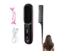 Cocoonys Brush for Short Hair,Cordless Hair Straightener Brush，black | LED Screen,3-Stage Temperature Settings,Usb Rechargeable,Portable Cordless Straightener for Daily Styling & Travel