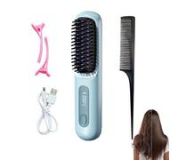 Cocoonys Brush for Short Hair,Cordless Hair Straightener Brush，blue | LED Screen,3-Stage Temperature Settings,Usb Rechargeable,Portable Cordless Straightener for Daily Styling & Travel