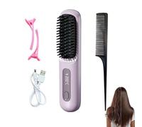 Cocoonys Brush for Short Hair,Cordless Hair Straightener Brush，purple | LED Screen,3-Stage Temperature Settings,Usb Rechargeable,Portable Cordless Straightener for Daily Styling & Travel