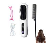 Cocoonys Brush for Short Hair,Cordless Hair Straightener Brush，white | LED Screen,3-Stage Temperature Settings,Usb Rechargeable,Portable Cordless Straightener for Daily Styling & Travel