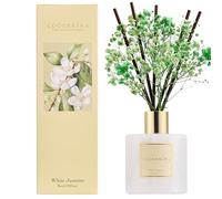 COCORRÍNA Difusor de aroma de caña, con 8 varillas aromáticas de 200 ml, jazmín blanco, natural, de larga duración, fragancia para el hogar, difusor de aceite esencial para decoración de estantes de
