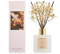 COCORRÍNA Difusor de varillas con 8 varillas, difusor aromático ámbar marroquí de 200 ml, fragancia para el hogar, dormitorio, baño, sala de estar, decoración del hogar y la oficina