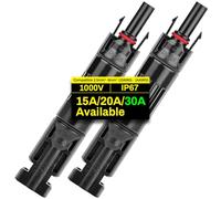 COCOSY 2 Conectores Diodo 30A para Solares - Diodos Bloqueo 15/20/30A 1000V, Protección Corriente Inversa, Conectores Solares IP67 Diodo, Evita Hot Spot, Cableado PV DIY