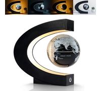 COCOSY Globo flotante de levitación magnética y luces LED para escritorio, globo terráqueo levitante en forma de C, idea de regalo (negro, 8,5 cm)