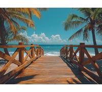 Cocotero Kit Pintura de Diamantes Adultos, Junto al mar Diamond Art Kit Completo, Actividad Relajación Antiestrés, Ideas de Regalos para Mujeres Navidad Cumpleaños, Decoración Hogar 12x16 inch qo-896