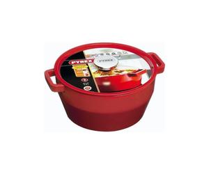 Cocotte Pyrex Slowcook Redonda 24 Cm Roja De Acero Esmaltado, 3,6 L, Apta Para Inducción Y Horno