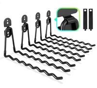 COCOYA Ganchos de garaje, paquete de 4 perchas grandes de almacenamiento para cobertizos de 11.8 pulgadas de largo, soporte doble con 2 correas de almacenamiento de cable de extensión, organizador de