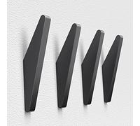 COCOYA Paquete de 4 ganchos de pared de metal, minimalistas, color negro mate, sencillos, modernos, fáciles de instalar, montaje en pared, aluminio resistente, entrada de mediados de siglo, para