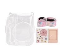 COCOYUEMA Funda Protectora Transparente para cámara instantánea Mini 12, Pegatina de Correa para el Hombro, Marco de Fotos de 3 Pulgadas (Conjunto Rosa)