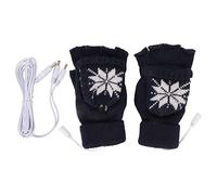 COCOYUEMA Guantes calefactables USB sin dedos para escribir, jugar, con almohadilla térmica para mantener las manos calientes, de punto de algodón, cómodos y lavables, para (Azul)