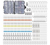 COCOYUEMA Kit de accesorios de pesca, 256 Uds., ganchos de manivela, pesas de plomo, broches giratorios, conectores, cuentas, juego de caja de aparejos de pesca