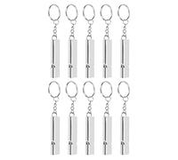 COCOYUEMA Silbato de supervivencia de emergencia de aleación de aluminio, 10 Uds., doble tubo, silbato de supervivencia de alta frecuencia con llavero (Plata)