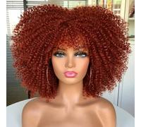 CoCrowns Pelucas afro rizadas cortas de 14 pulgadas para las mujeres negras (jengibre)