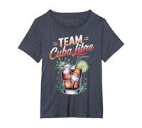 Cóctel Cuba Libre para Bartender Camiseta, Mujer Tallas Grandes, Azul Jaspeado, 1XL Grande