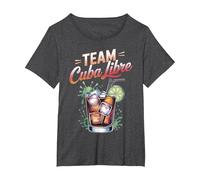 Cóctel Cuba Libre para Bartender Camiseta, Mujer Tallas Grandes, Jaspeado Oscuro, 1XL Grande